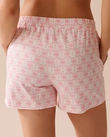 Short de pyjama en coton à imprimé géométrique