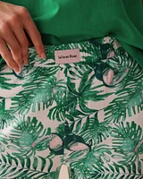 Capri jambe droite en coton à imprimé tropical