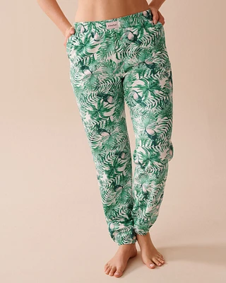 Pantalon de pyjama jogger en coton à imprimé tropical