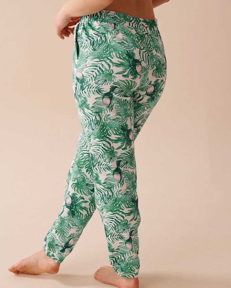 Pantalon de pyjama jogger en coton à imprimé tropical