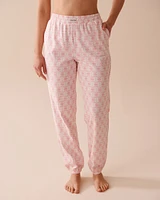 Pink Geometric Print Cotton Jogger Pajama Pants