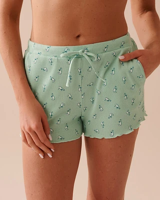 Short de pyjama côtelé bordures frisons