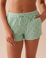 Short de pyjama côtelé bordures frisons
