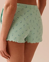 Short de pyjama côtelé bordures frisons