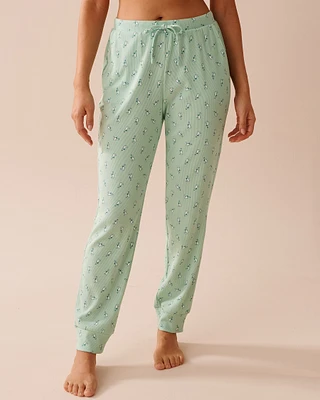Pantalon de pyjama jogger côtelé bordures frisons