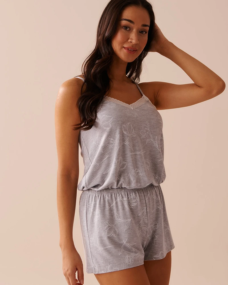 Lace Trim Modal Romper