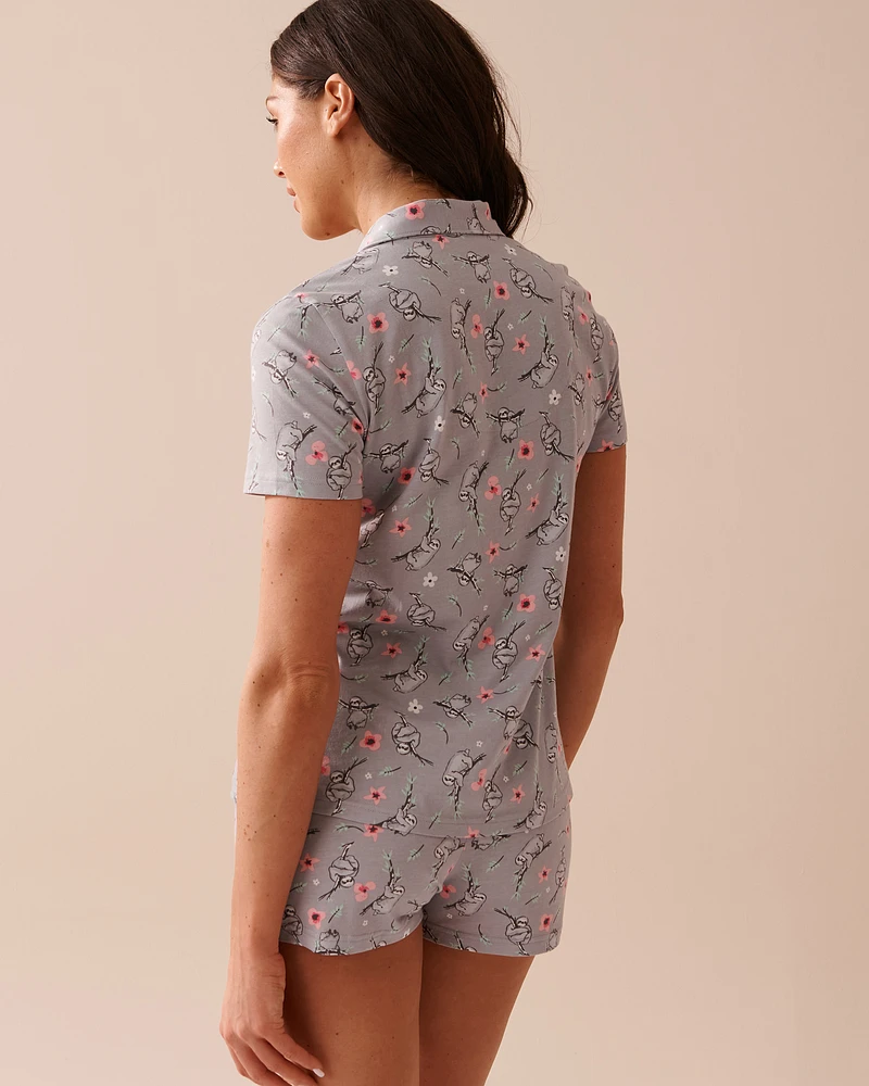 Ensemble pyjama à imprimé paresseux avec chemisier