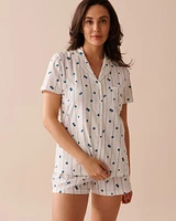 Ensemble pyjama à imprimé bleuets avec chemisier