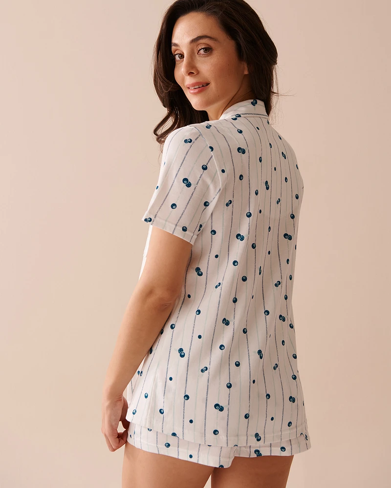 Ensemble pyjama à imprimé bleuets avec chemisier