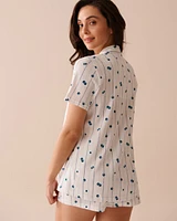 Ensemble pyjama à imprimé bleuets avec chemisier