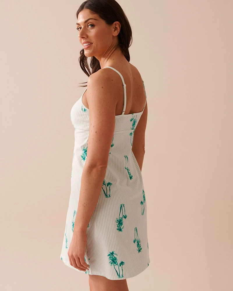 Palm Tree Print Cotton Nightie