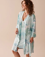 Kimono ultra doux à imprimé floral abstrait