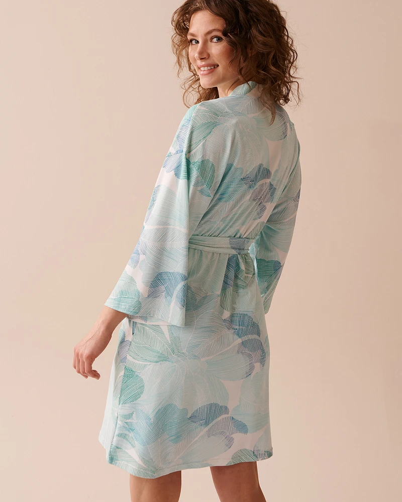 Kimono ultra doux à imprimé floral abstrait
