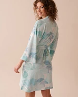 Kimono ultra doux à imprimé floral abstrait