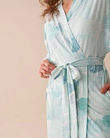 Kimono ultra doux à imprimé floral abstrait