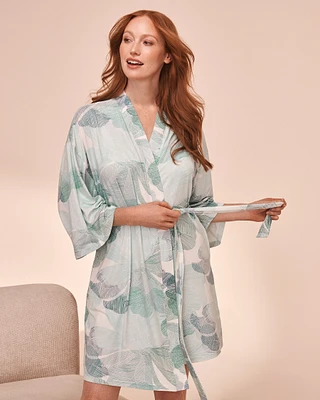 Kimono ultra doux à imprimé floral abstrait