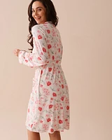 Kimono ultra doux à fleurs roses