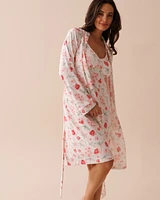 Kimono ultra doux à fleurs roses