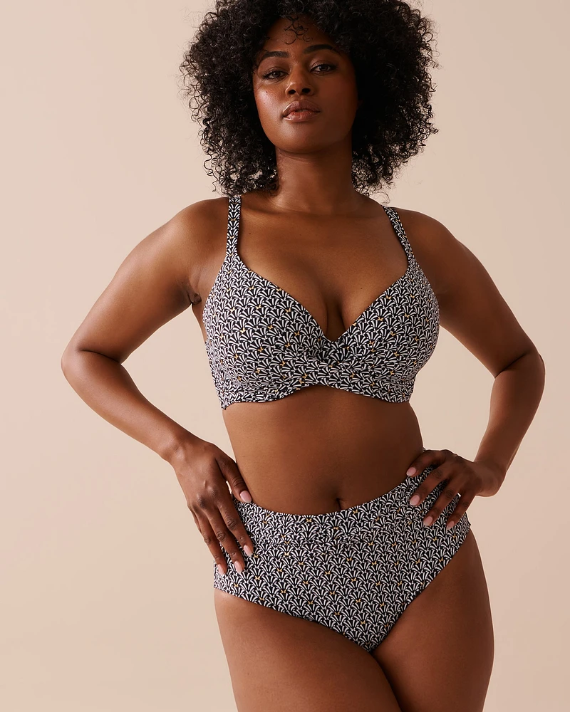 Haut de bikini plongeant bonnet D BLACK TILE