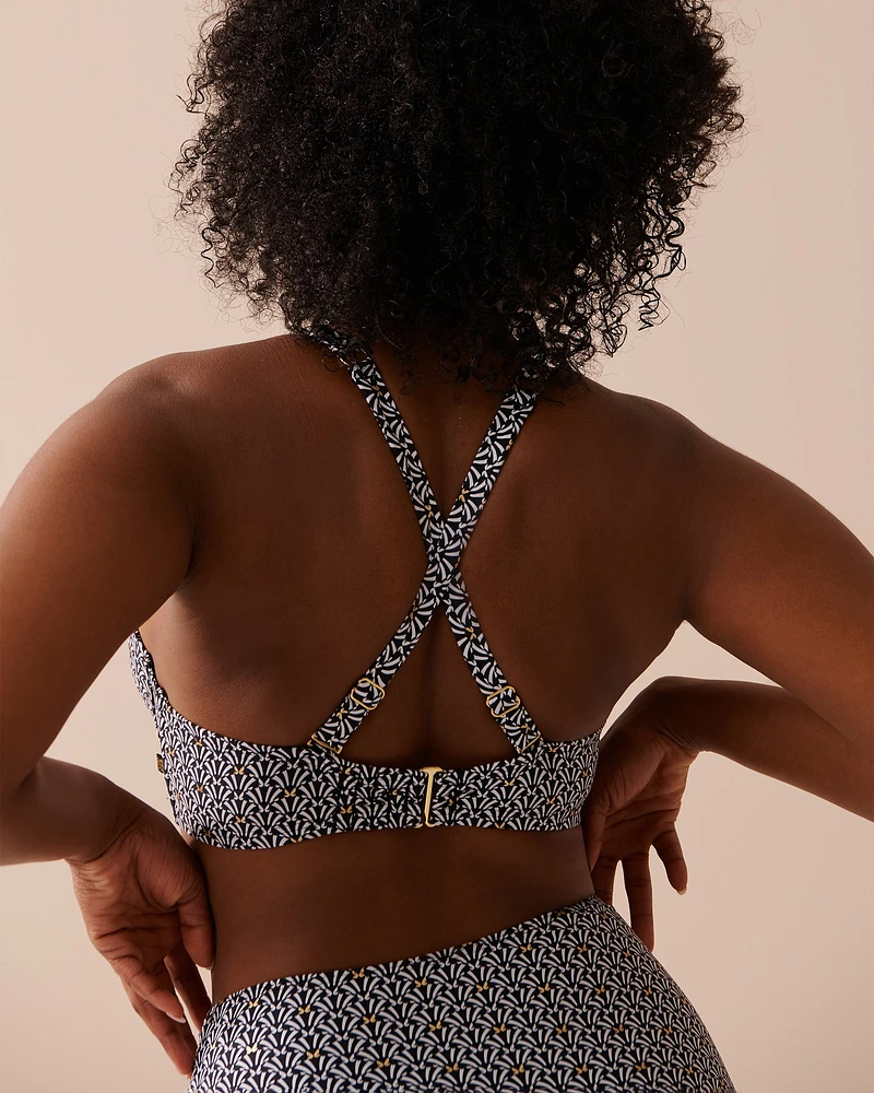 Haut de bikini plongeant bonnet D BLACK TILE