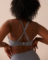 Haut de bikini plongeant bonnet D BLACK TILE