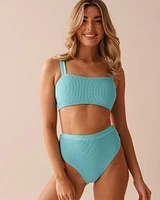 SKY BLUE Textured Bandeau Bikini Top