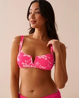 Haut de bikini bralette armature en V texturé ROSE TROPICAL