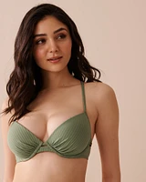 TROPICAL GREEN Textured Push-up Bikini Top