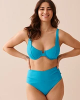 Haut de bikini plongeant texturé BLEU OCÉAN