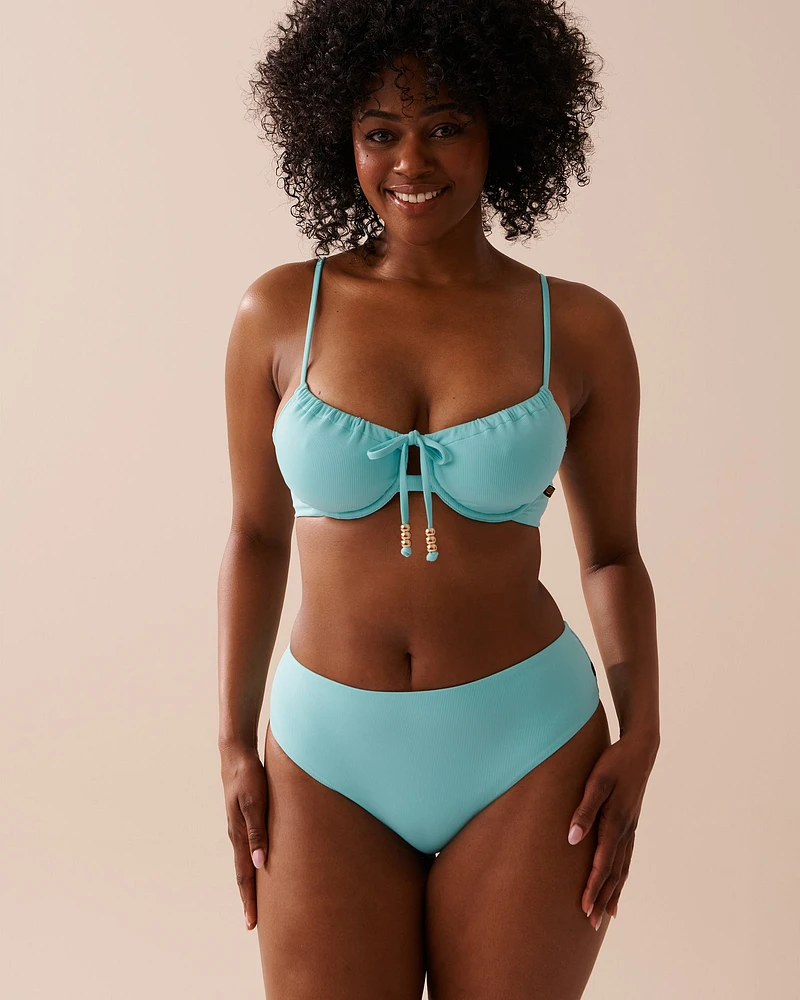 SKY BLUE Recycled Fibers Plunge Bikini Top