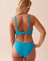 Haut de bikini bralette armature en V texturé bonnet D BLEU OCÉAN