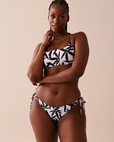 MONOCHROME FOLIAGE Side Tie V-cut Brazilian Bikini Bottom