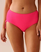 PINK PUNCH Textured Mid Waist Side Tie Bikini Bottom