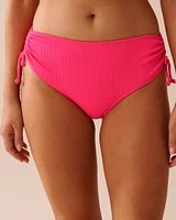 Bas de bikini taille mi-haute texturé ROSE ÉLECTRIQUE