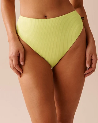 LIME Textured High Waist Bikini Bottom