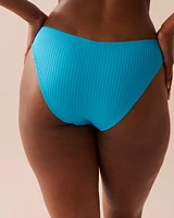 Bas de bikini brésilien coupe en V texturé BLEU OCÉAN