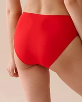 FIERY RED Mid Waist Bikini Bottom