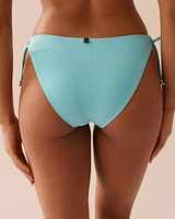 Bas de bikini brésilien noué aux hanches en fibres recyclées BLEU CIEL