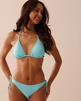 Bas de bikini brésilien noué aux hanches en fibres recyclées BLEU CIEL