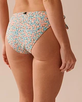 Bas de bikini brésilien noué aux hanches en fibres recyclées FLORAL