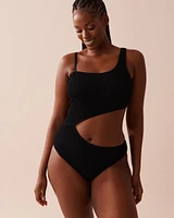 TEXTURED Cut-out One Shoulder One-piece Swimsuit