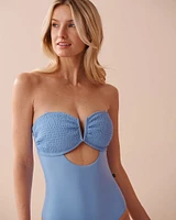 Maillot une-pièce bandeau texture nid d'abeilles