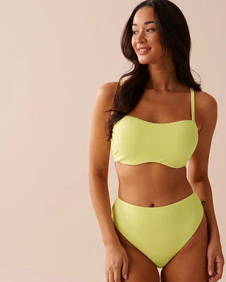 LIME Textured D Cup Bandeau Bikini Top