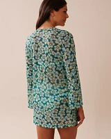 Floral Mesh Long Sleeve Tunic