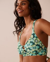 AQUA FLORA Recycled Fibers Longline Triangle Bikini Top