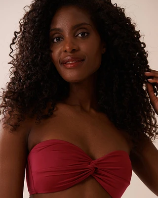 DEEP RED Twisted Bandeau Bikini Top