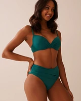 TEAL BLUE Plunge Bikini Top