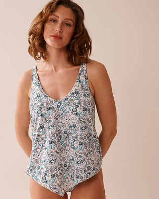 ENCHANTED FLORA Flowy V-neck Tankini Top