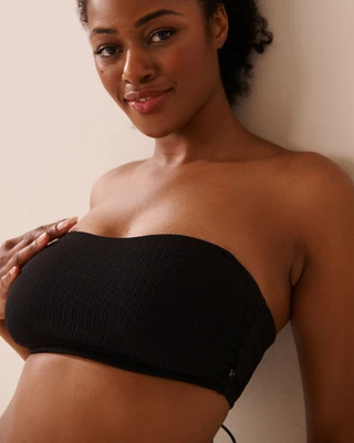 SOLID Textured Bandeau Bikini Top