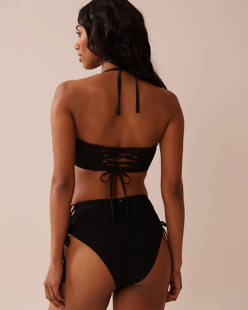 SOLID Textured Bandeau Bikini Top